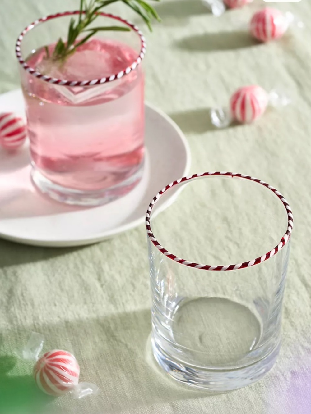 Anthropologie / Terrain Candy Cane Glasses, Set of 2